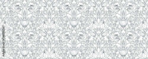 Floral vintage seamless pattern for retro wallpapers. Enchanted Vintage Flowe...