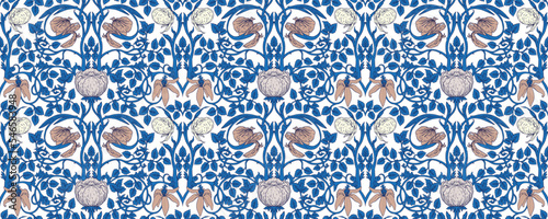 Floral vintage seamless pattern for retro wallpapers. Enchanted Vintage Flowe...