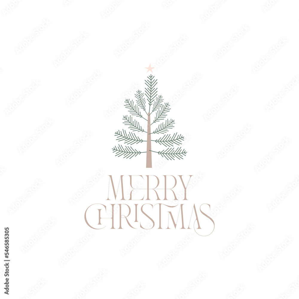 merry christmas post, tree, pastel colours and minimal design merry christmas post, tree, pastel colours and minimal design