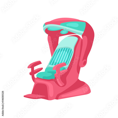 Red and blue tanning armchair illustration. Cosmetic procedure in spa salon, sunbathing machine. Solarium, wellness, recreation, care, relaxation concept