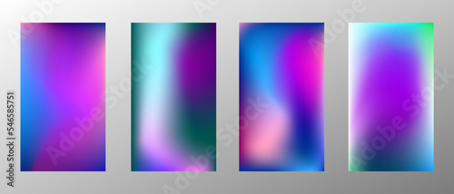 Abstract bright gradient background. Set of 4 backgrounds. Creative modern vector illustration. Holographic spectrum for coating.