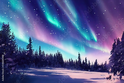 aurora sky in christmas holiday as background © FuryTwin