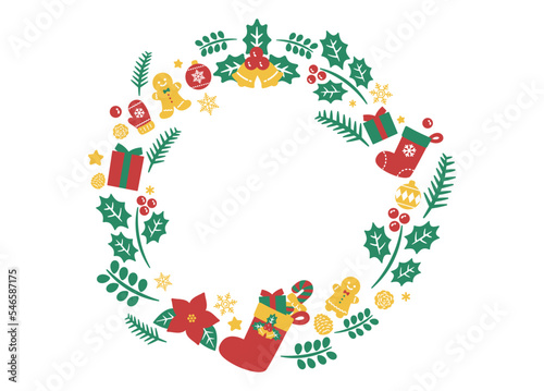 クリスマスリースのフレーム／文字なし