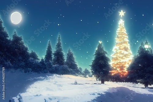 christmas tree in christmas holiday as background