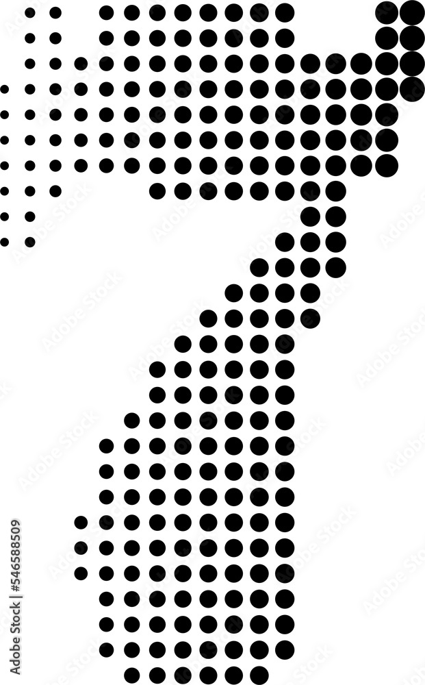 Black halftone typography letters number 7
