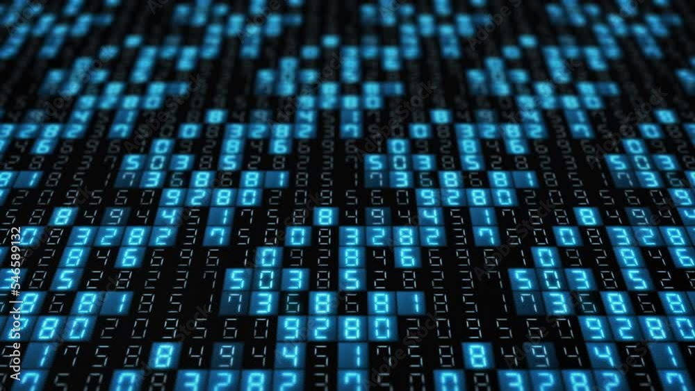 Computer Data Code Animation. Hexadecimal Animated Numbers Running in ...