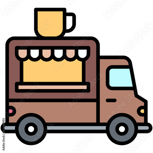 Coffee food truck icon, Coffee shop related vector