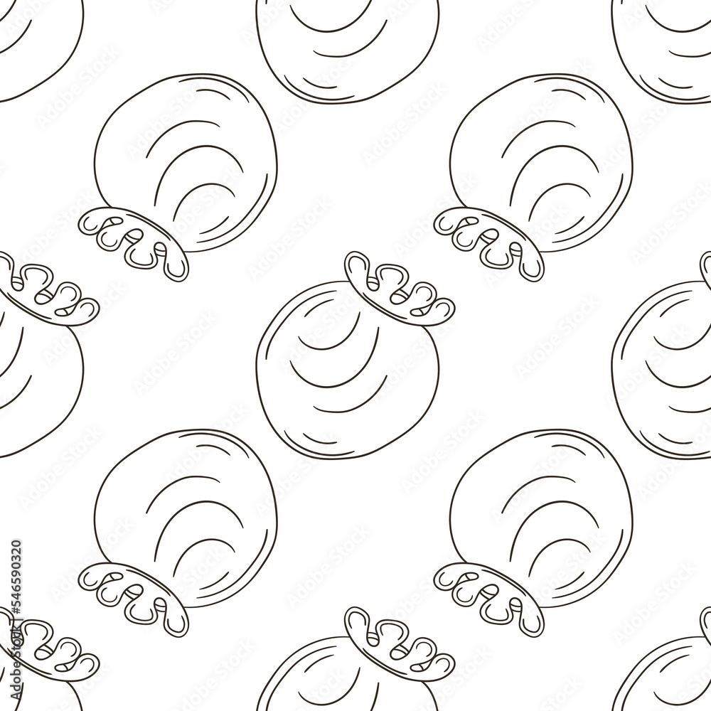 Coloring Seamless pattern with tropical fruits. Illustration in hand draw style
