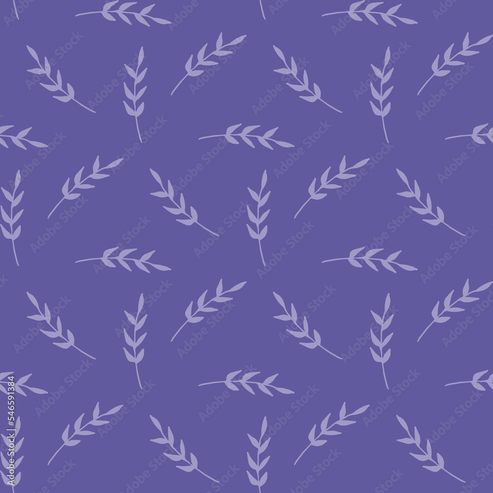 Seamless pattern with light violet branches on dark violet background. Vector image. Doodle style. Seamless pattern with light violet branches on dark violet background. Vector image. Doodle style.