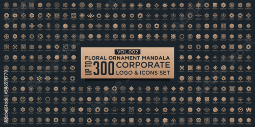 Floral ornament logo and icon set. Abstract beauty flower ornament or mandala logo design collection
