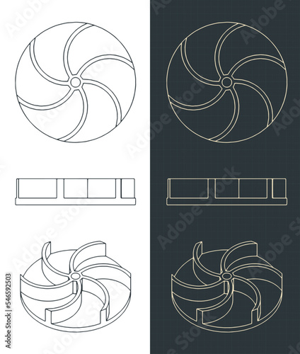 фотографія Water pump impeller blueprints