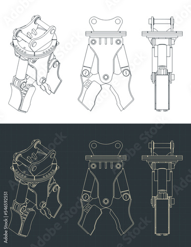 Demolition hydraulic scrap shear cutter blueprints