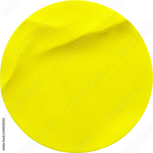 Принти на полотні Yellow round paper sticker label isolated on white background
