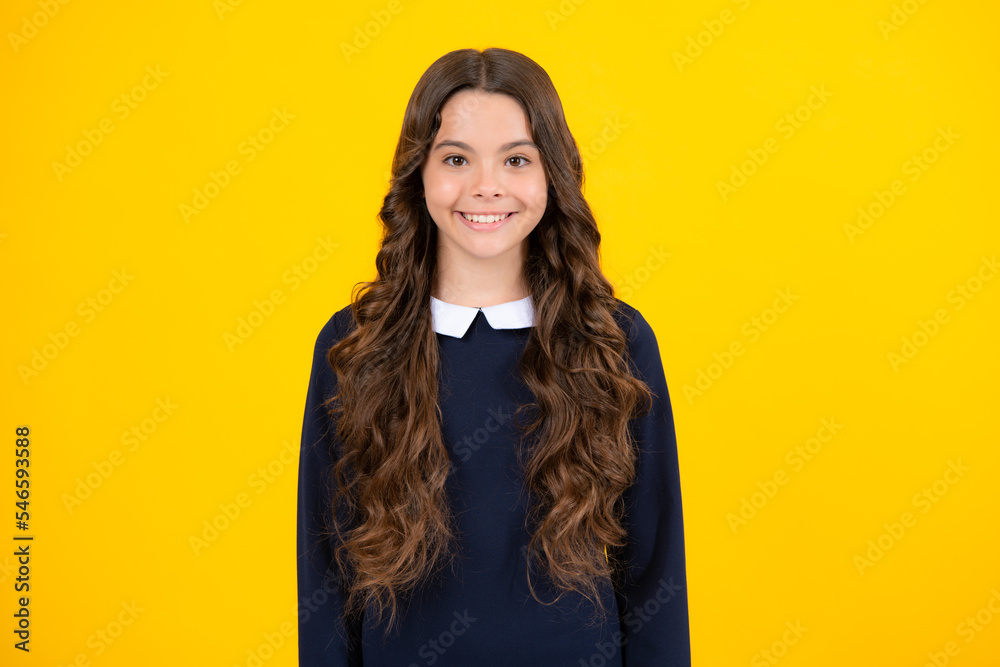 Headshot portrait of teenager child girl isolated on studio background. Childhood lifestyle concept. Mock up copy space. Headshot portrait of teenager child girl isolated on studio background. Childhood lifestyle concept. Mock up copy space.