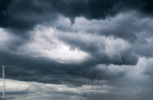 Black storm clouds in the sky before the rainstorm.