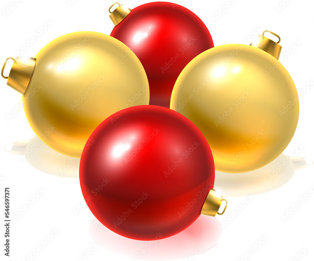 Gold and Red Christmas Bauble Balls Ornaments Gold and Red Christmas Bauble Balls Ornaments