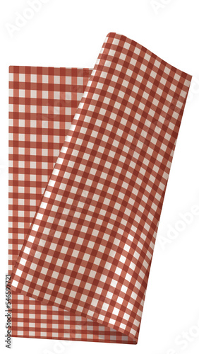 Traditional Red Chekered Kitchen Linen. Photo Realistic Napkin