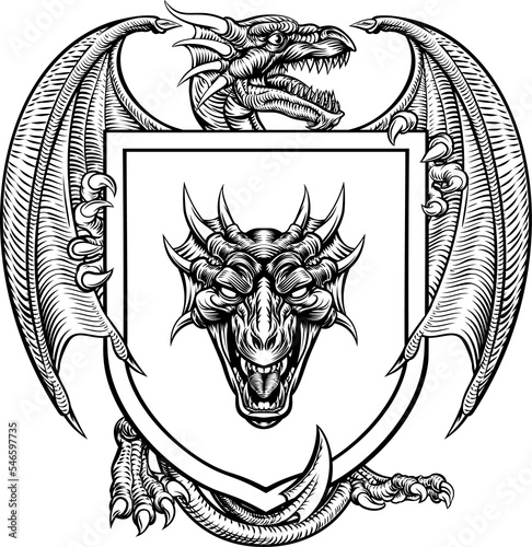 Tela Dragon Heraldic Crest Coat of Arms Emblem Shield