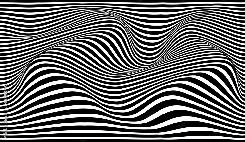 Geometric pattern. Vector. Black wavy stripes background. abstract striped waves