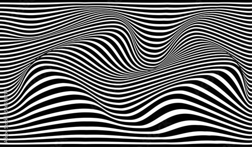 Geometric pattern. Vector. Black wavy stripes background. abstract striped waves © JMBee Studio