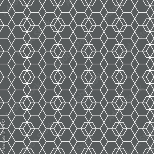 Vector illustration. The texture of the contour hexagon. Grey, black and white geometric seamless pattern. Mosaic abstract background. Hexagonal repeating geometric polygon texture.