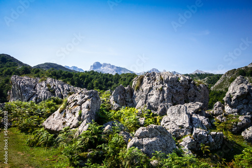 Mountain landscape in Picos de Europa, Asturias, Spain photo