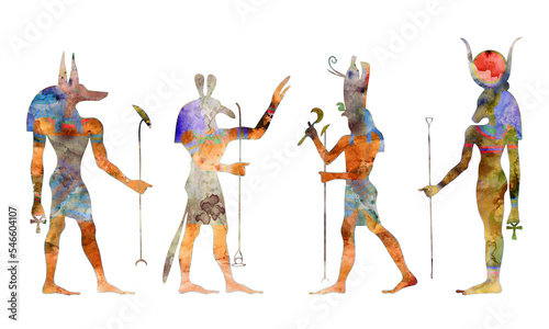 Gods of ancient Egypt on transparent background