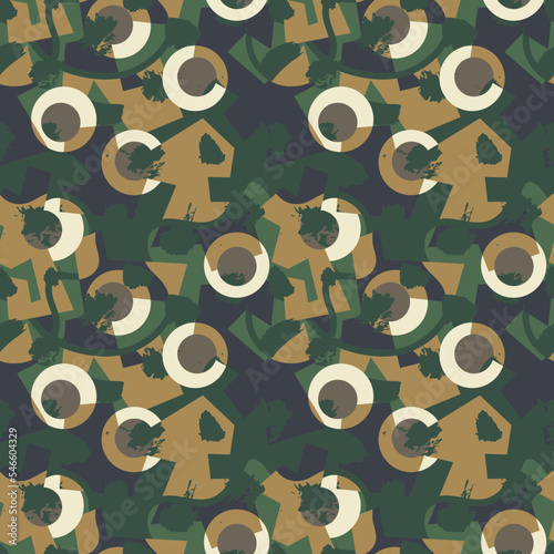 Seamless abstract creative geometry pattern with curved elemets and circles
