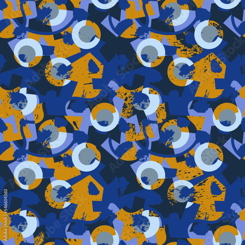Seamless abstract creative geometry pattern with curved elemets and circles