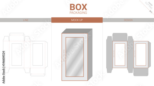 Box packaging and mockup die cut template	
