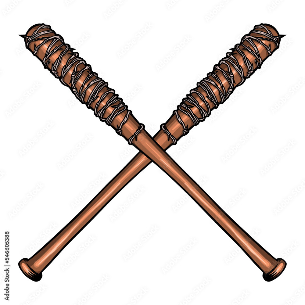 Baseball bat with barbed wire Stock Vector Adobe Stock