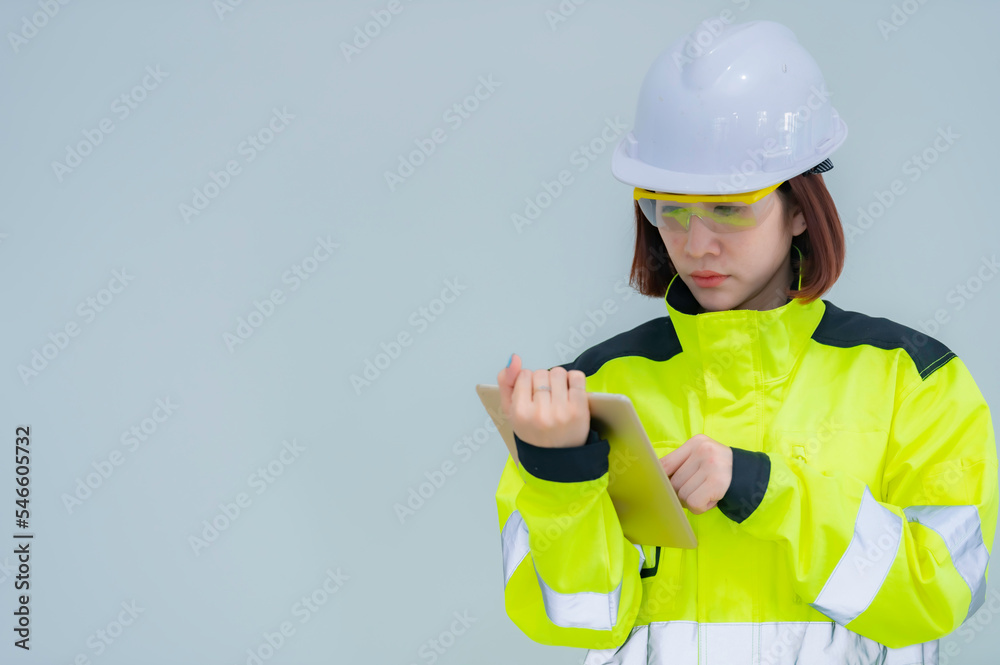 Asian engineer woman on white background Asian engineer woman on white background