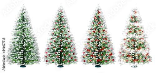 Weihnachtsbaum mit Roten Kugeln isoliert vor weissem Hintegrund photo