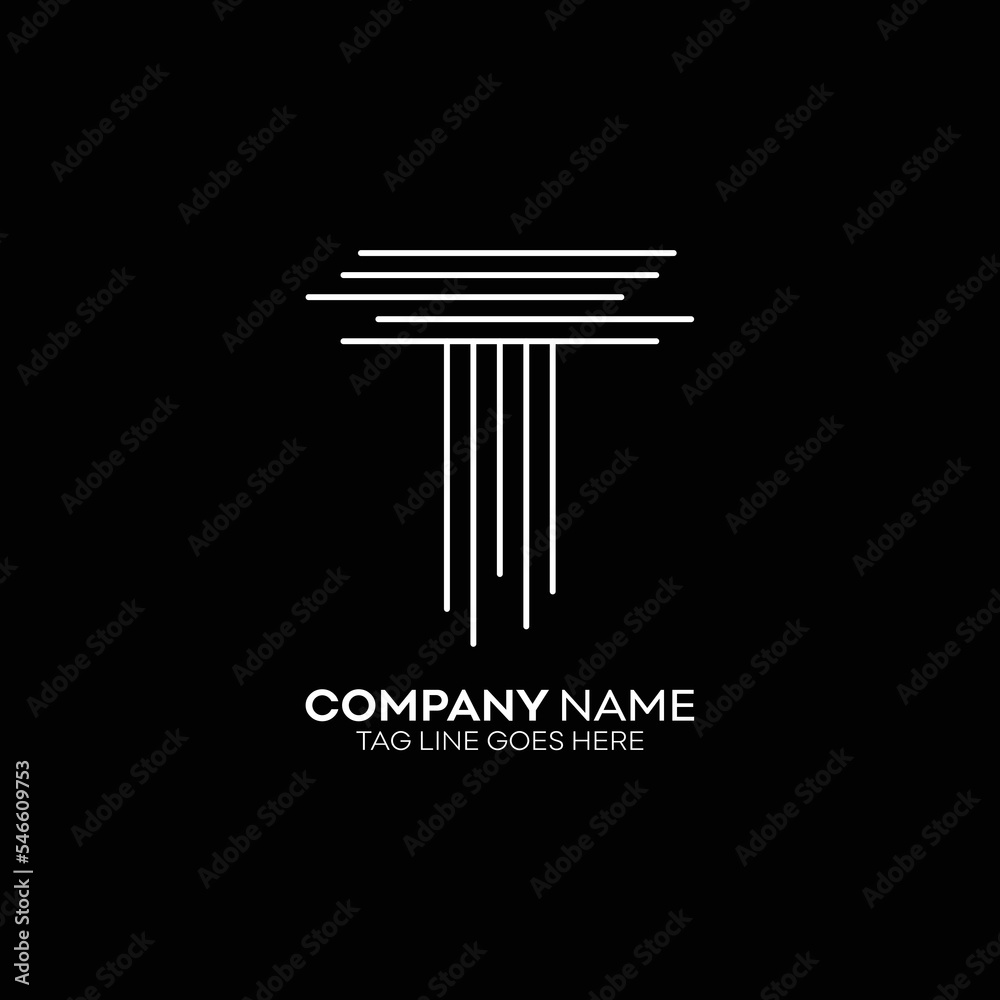 T logo, line art T letter logo design template T logo, line art T letter logo design template