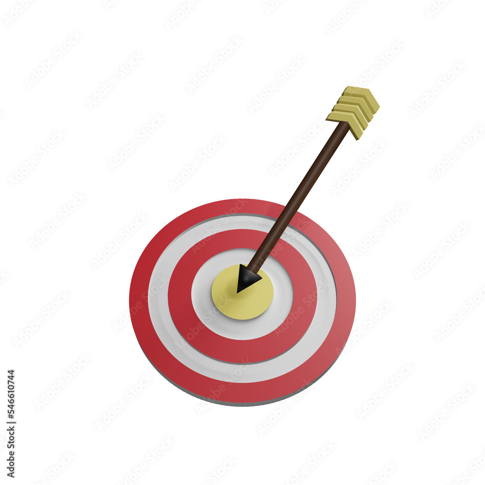 Red and white dart board, black darts, bright yellow arrow. sports scoring. 3d illustration Red and white dart board, black darts, bright yellow arrow. sports scoring. 3d illustration
