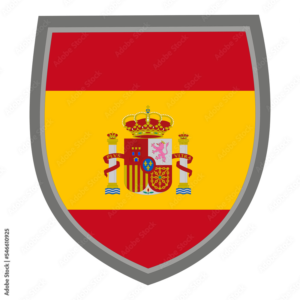 Fototapeta premium Shield with the colors flag of the Kingdom of Spain, Spanish flag cut out, original RGB color