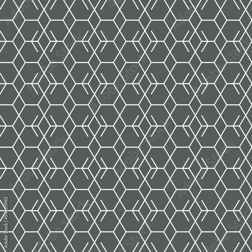 Vector illustration. The texture of the contour hexagon. Grey, black and white geometric seamless pattern. Mosaic abstract background. Hexagonal repeating geometric polygon texture.
