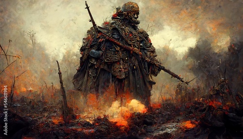 Spirit ghost warlord after the battle design illustration