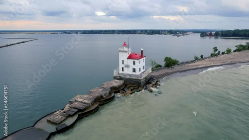 Fairport Harbor West Breakwater Light in Lake Erie, Ohio.	 photo