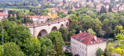 Schilderij op canvas Railway Bridge, North-Western Viaduct in Prokop valley in Prague, Czech republic