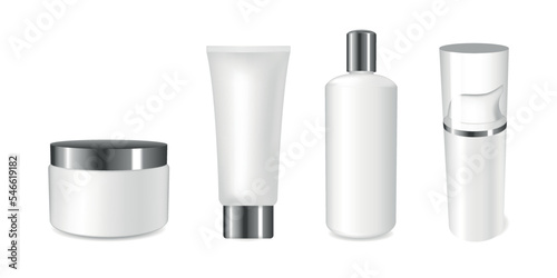 Set of cosmetics pots, bottle and tube - Isolated design element template