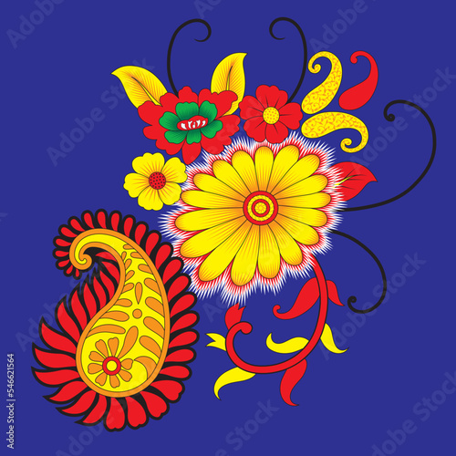 new floral vector illustration motif with paisley fully editable 