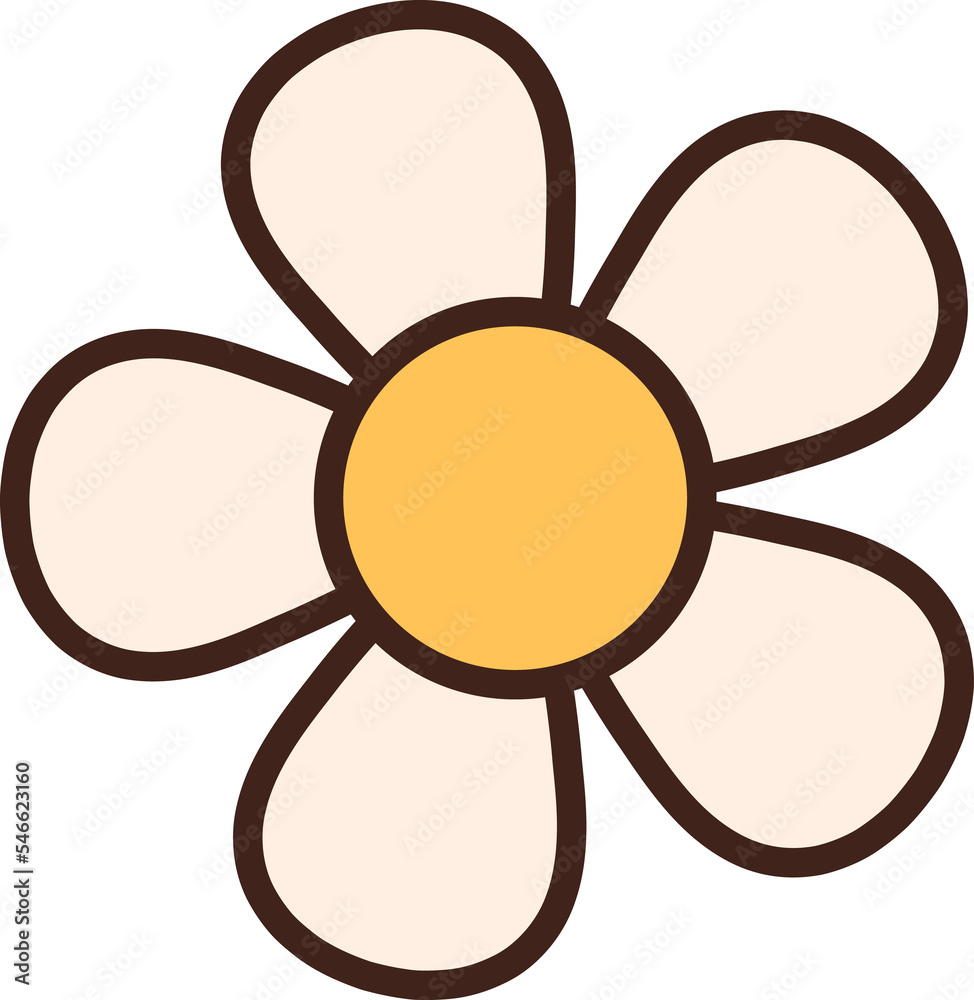 Daisy flower in trendy retro cartoon style. Groovy hippie 70s aesthetic. Daisy flower in trendy retro cartoon style. Groovy hippie 70s aesthetic.