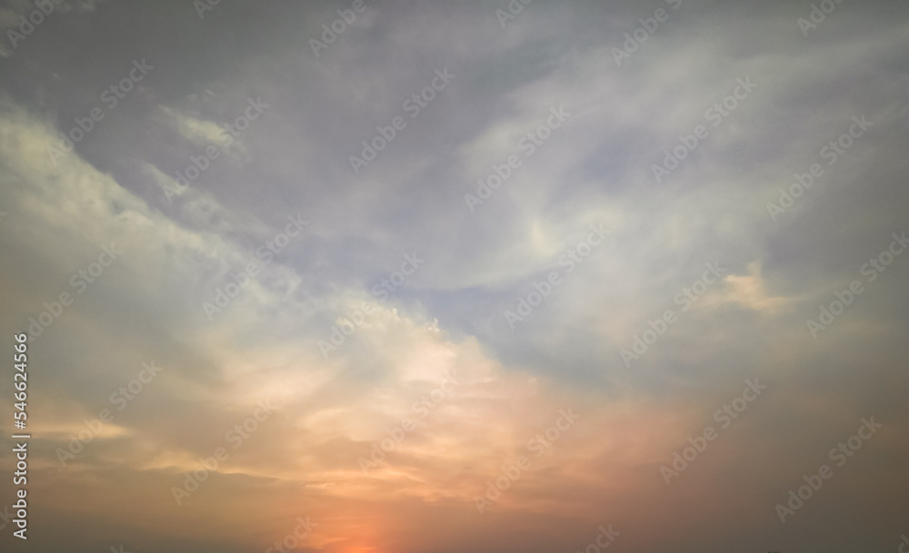 Beautiful sunset scenery view of colorful sky, nature photography, natural background 