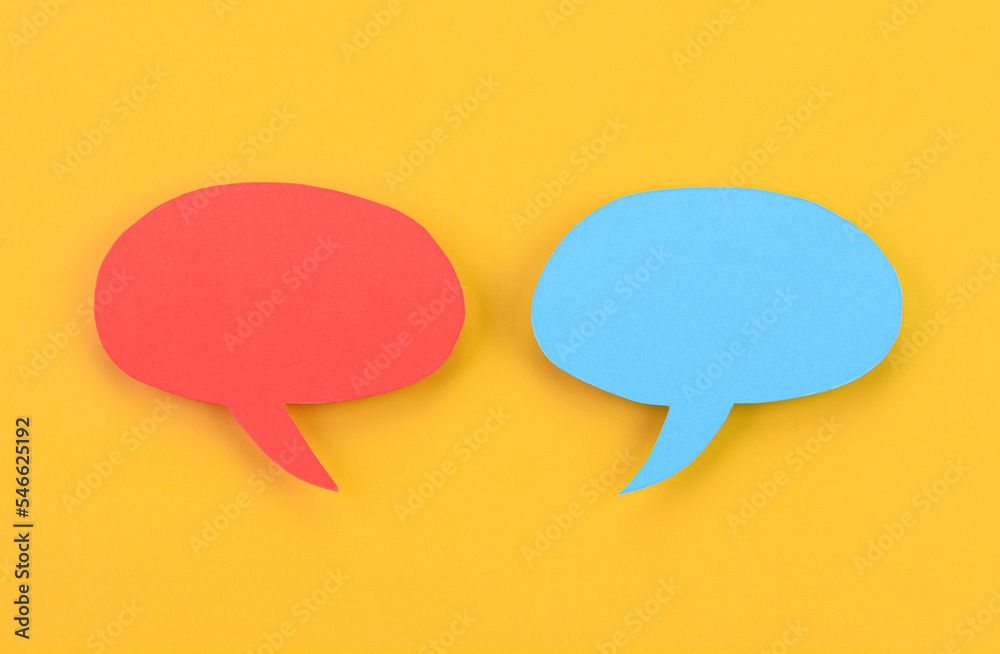 Speech bubbles arranged on a yellow background Speech bubbles arranged on a yellow background