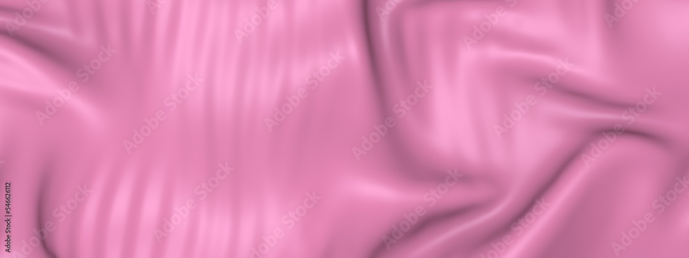 Fototapeta premium Pink fabric background. 3D render of fabric, liquids in full screen. Wavy, smooth animation. Fashion background.