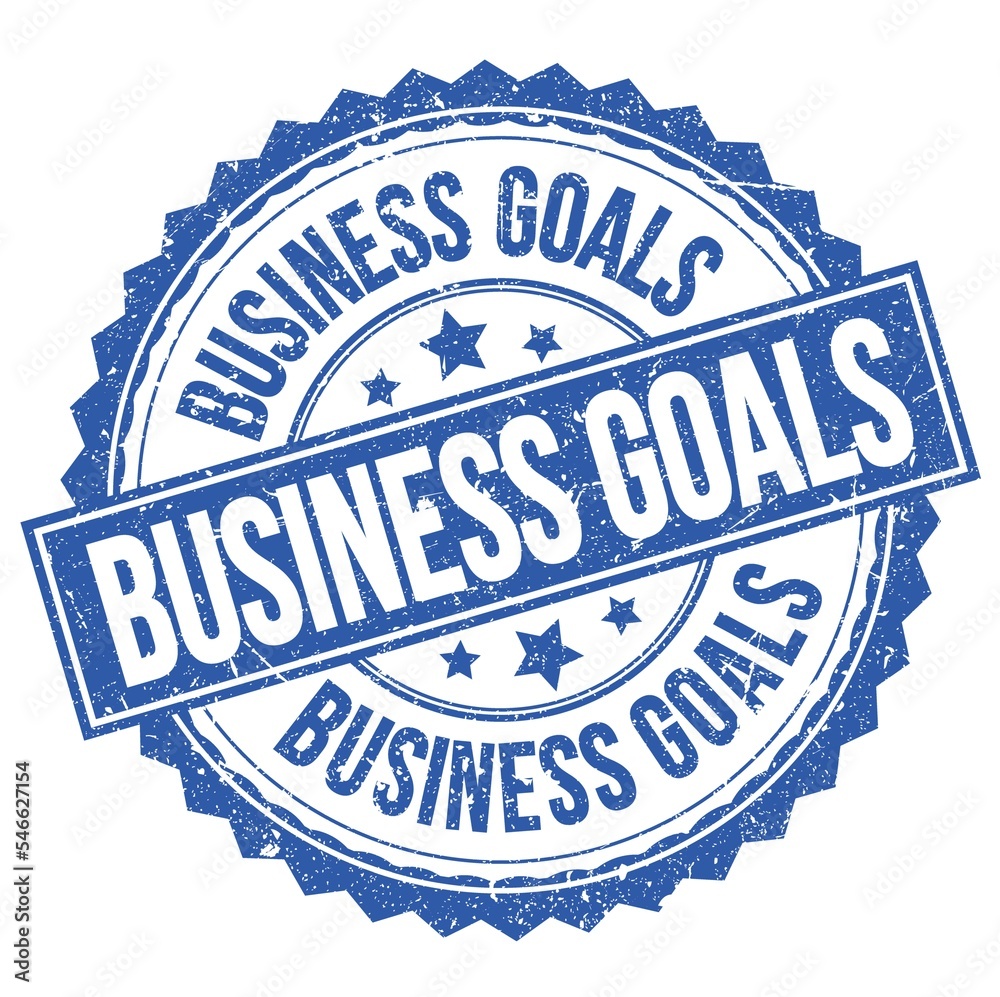 Obraz premium BUSINESS GOALS text on blue round stamp sign