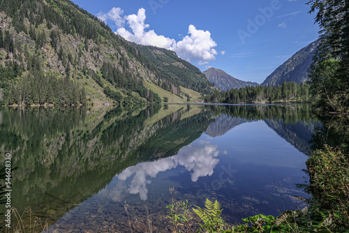 Schwarzensee mountain lake in Solktaler Nature Park, Kleinsolker Obertal, the largest lake in the Niedere Tauren, Scladming, Styria, Austria