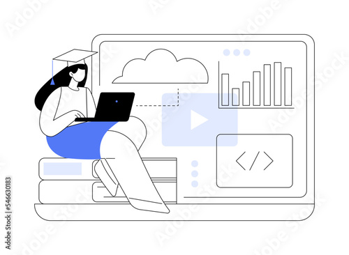 Online IT courses abstract concept vector illustration.