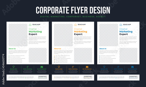 Corporate business flyer template design set, vector poster design or business leaflet template design	